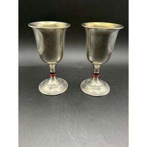 Gucci Italy 925 Sterling Silver Web Stripe Enamel Goblets Pair 288g